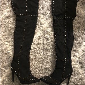 Size 12 Wide Width Black  Thigh High Boots